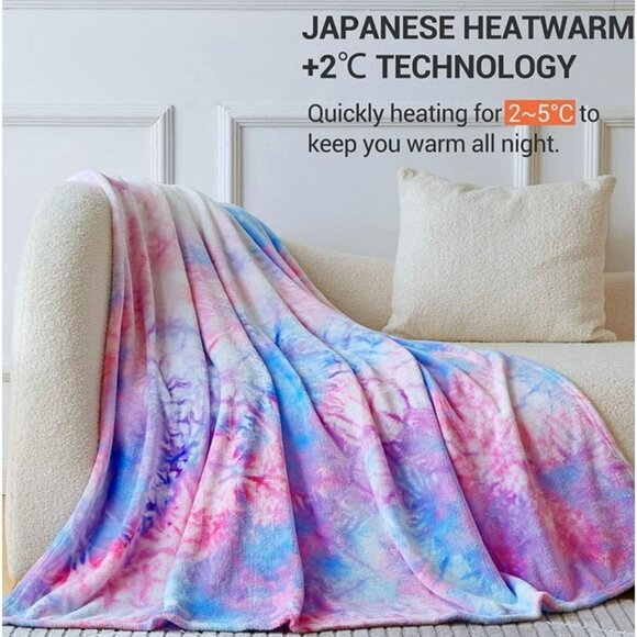 Elegear Rainbow Throw Girls Blanket, Unique Tie-dye Flannel Blanket Super Soft 5 - Picture 4 of 6
